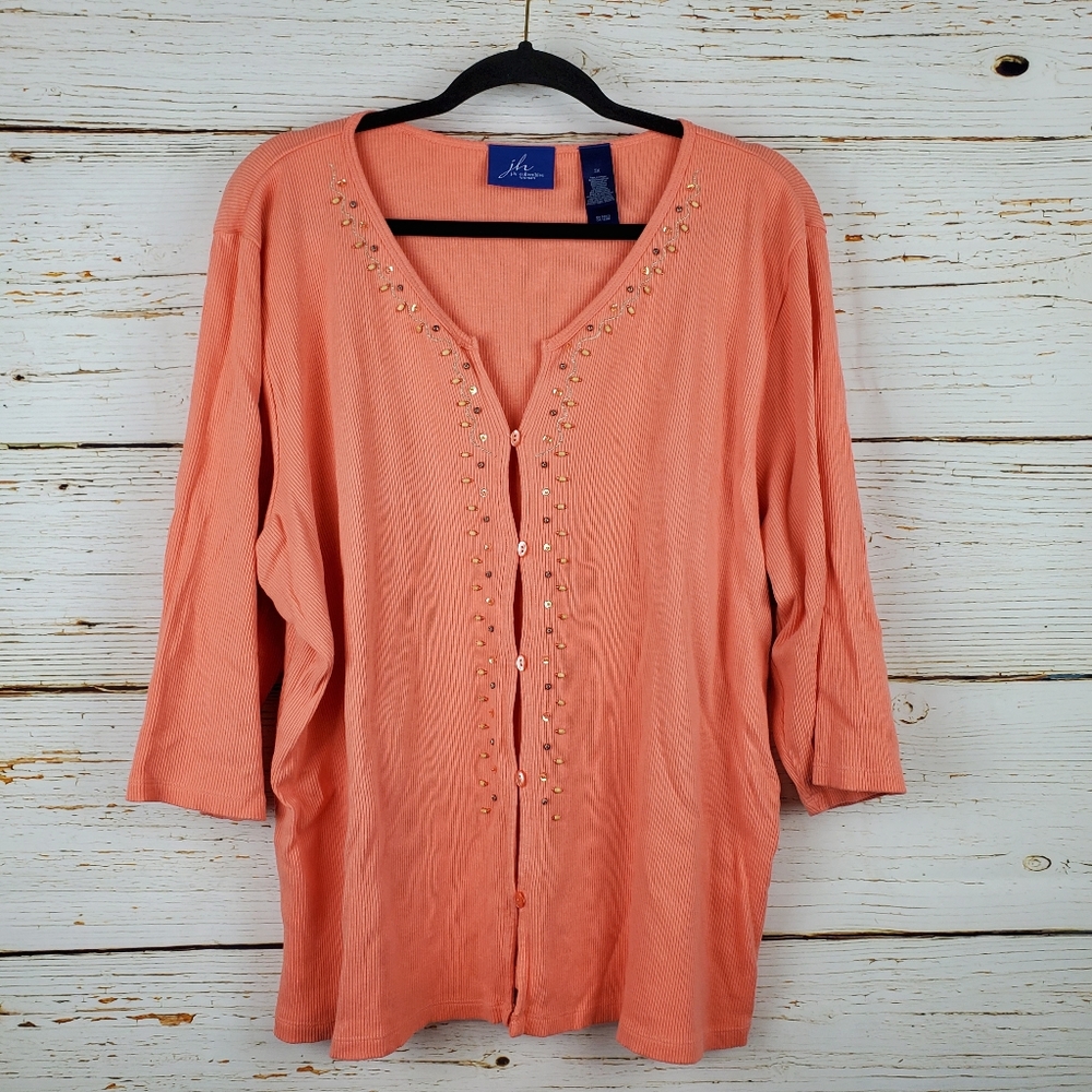 JH Collectibes Embellished Ribbed Knit Cardigan - Picture 1 of 4
